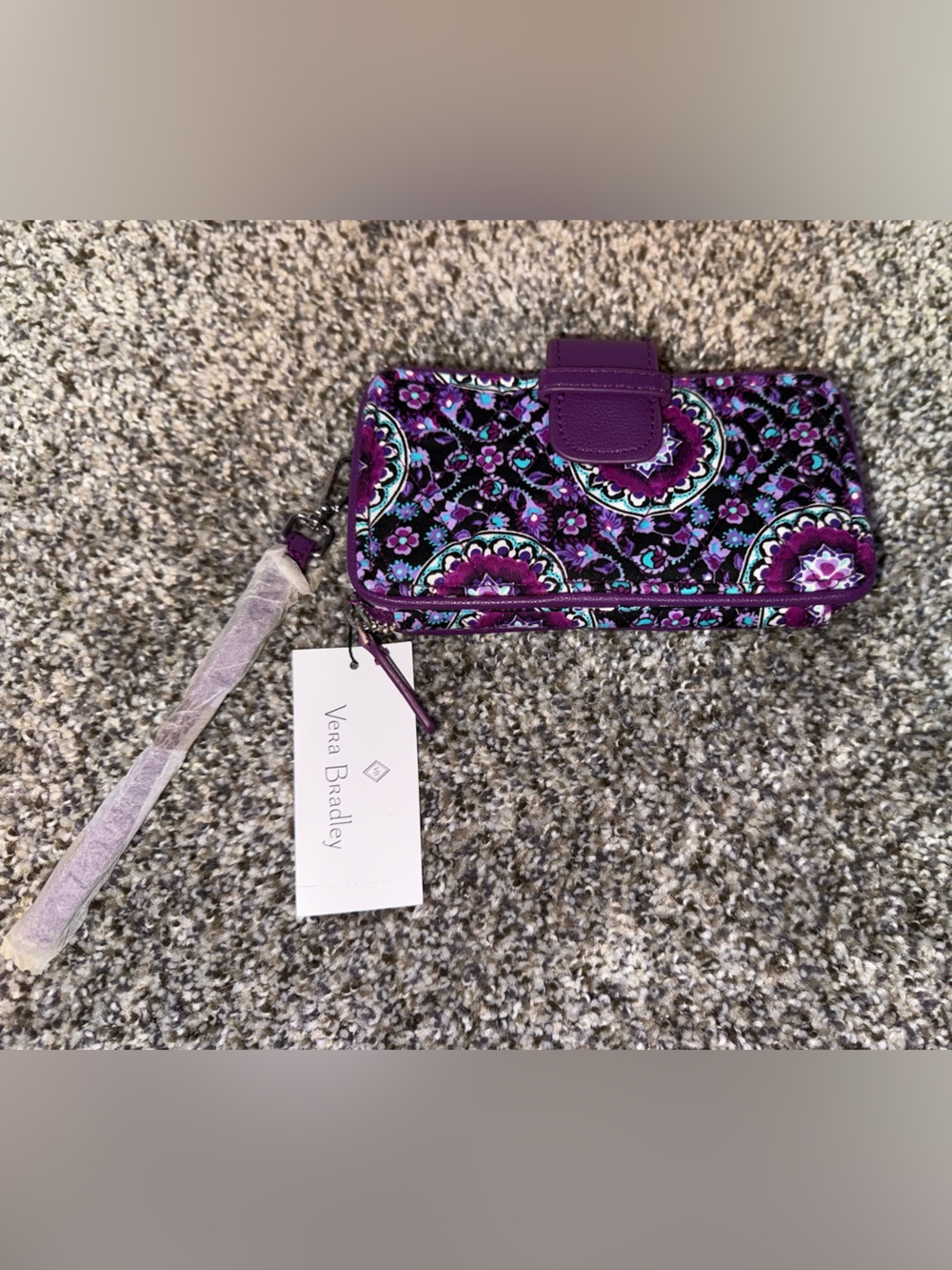 Vera Bradley purple floral wallet wristlet NWT